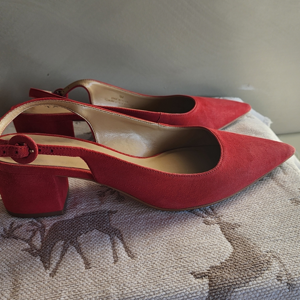 Talbots Red Suede Pointed Slingback Heels